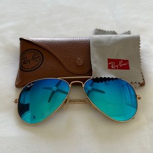 Ray-Ban Aviator Sunglasses - Blue/Gold Frame